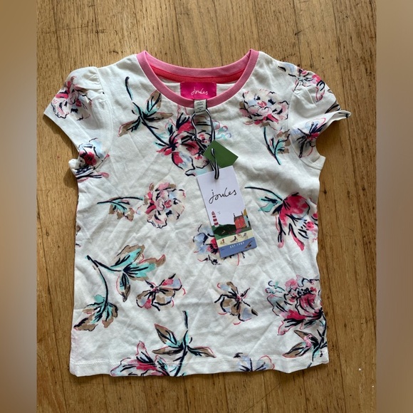 Joules girls ringer tee floral new with tags size 5 - Picture 1 of 4